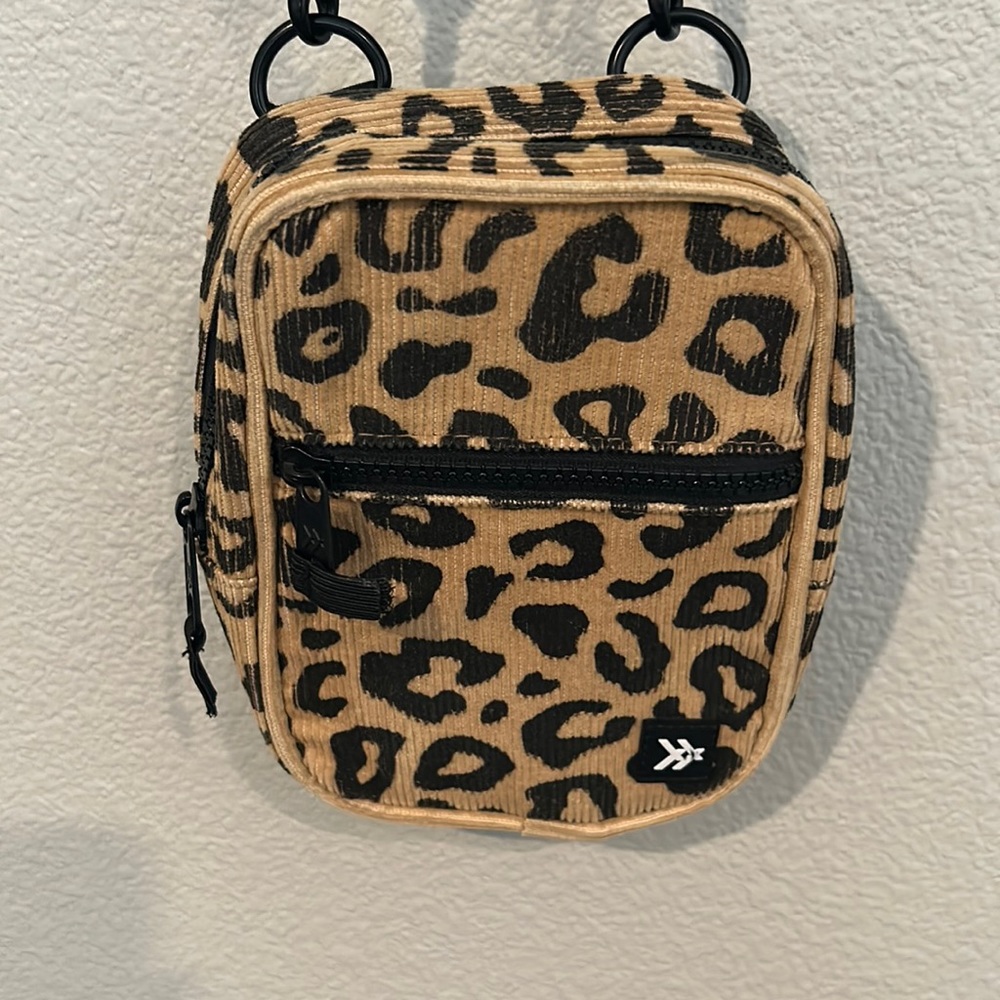 Thread Wallets crossbody bag corduroy leopard print.